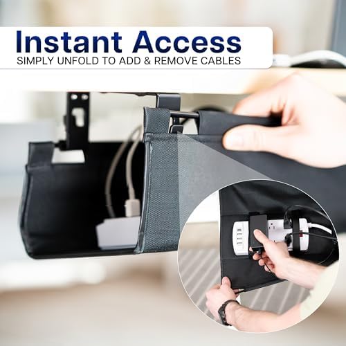 VIVO Black Screw-on 31 in Fabric Cable Management Tray, DESK-AC31F-S
