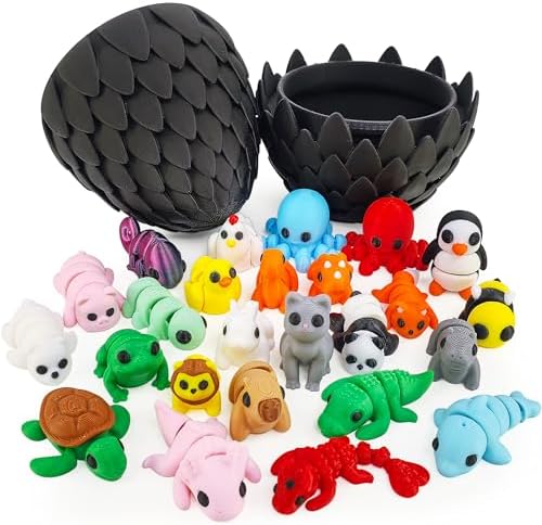 25 pcs Animal Figurines with Dragon Egg, 3D Printed Animal Figurines Set with Dragon Egg, Articulated, Party Favors, Gifts for Boys Girls Toddlers, Office Desk Pets, Classroom Rewards