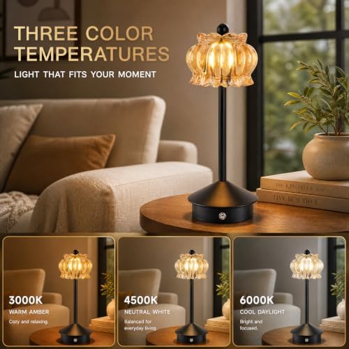 Rechargeable Cordless Table Lamp of 2,Portable LED Desk Lamps,Gold