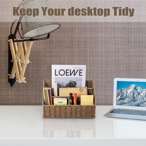 Mail Organizer Countertop,Mail Organizer For Desk,Mail Basket(Brown)