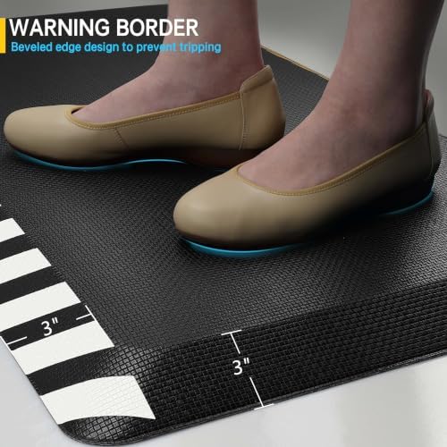 FEATOL Anti Fatigue Mat Industrial, Ergonomic Standing Floor Mat for Work for Stand, Safety Support for Leg & Back Pain(White Border,20" x 48",1PC)