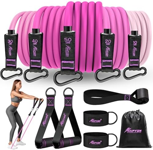 HPYGN Resistance Bands with Handles, 150 lb Exercise Bands for Home Workout
