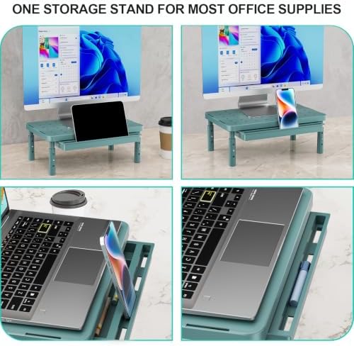 WALI 3 Height Adjustable Computer Monitor Stand with Storage, up to 44 lbs