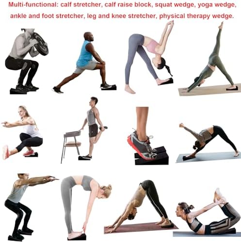 Squat Wedge Block Non-Slip Slant Board Calf Stretcher, 2pcs Ankle Knee Leg Stretcher, Heavy Duty Incline Ramp for Heel Elevated Squat, ATG Split Squat, deadlift, Lunge, Yoga, Pilates, Physical Therapy