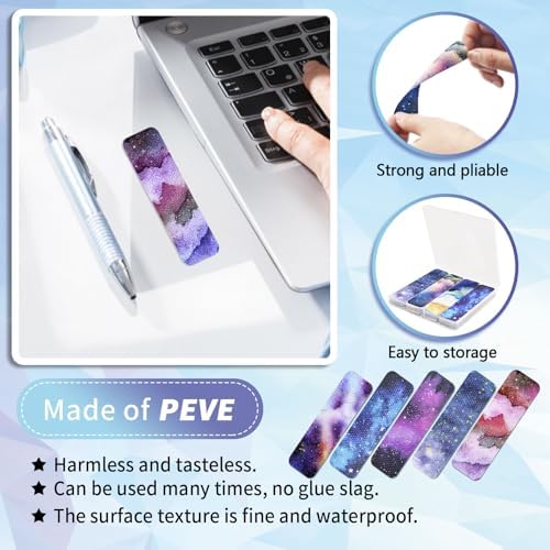48 Pieces Unique Sensory Stickers for Anxiety Relief Items - Sensory Strips with Storage Box - 2 Textured Surface Fidget Strips for Office & Classroom Desk - Relieve Adult & Teen Stress (Sky)