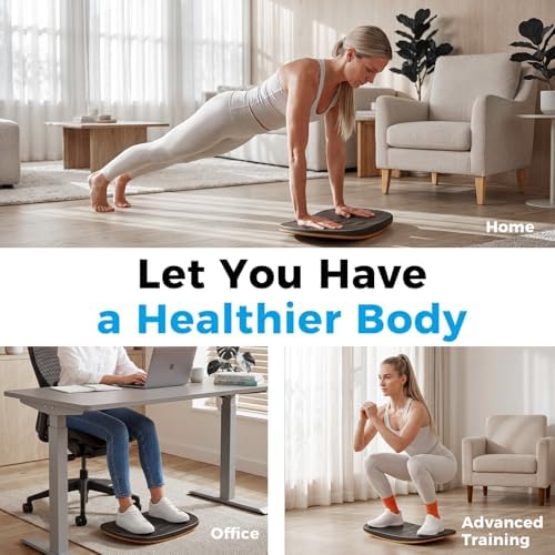 Wobble Balance Board for Standing Desk – Wooden Exercise Board for Balance