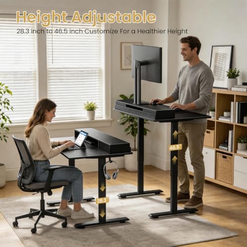 47.2 x 27.6 Electric Standing Desk with Drawers, Black