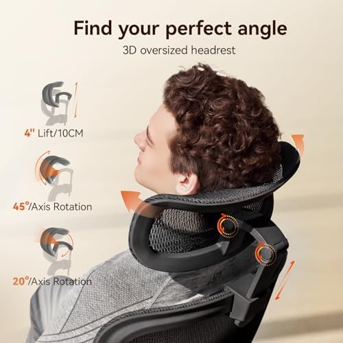 SIHOO B100 PRO Ergonomic Office Chair with Footrest, 4D Flip-Up Armrests