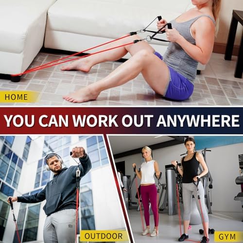 WHATAFIT Resistance Bands with Handles, 150 lb Exercise Bands Set