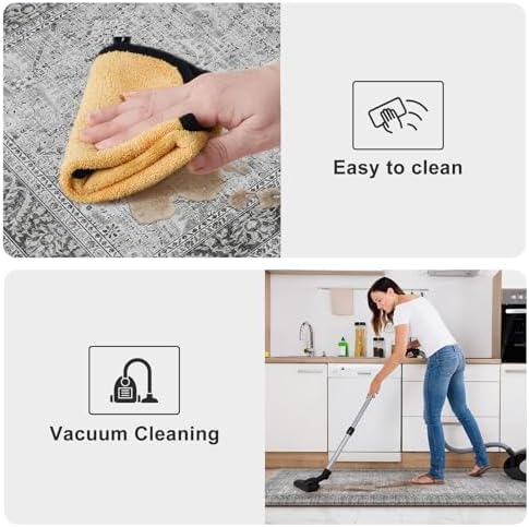 KIMODE Anti Fatigue Kitchen Mat 2PCS,Waterproof Farmhouse Kitchen Rugs Grey