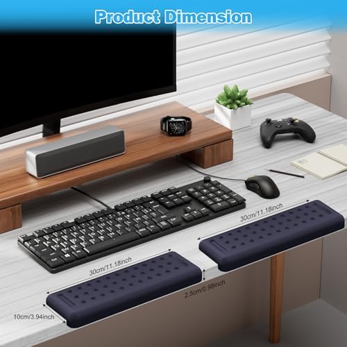 Leolee L-Shaped Desk Elbow Pads for Desk, Deep Blue Memory Foam Arm Rest