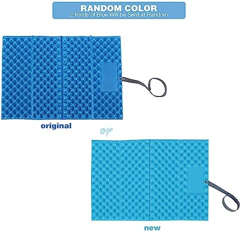 REDCAMP Ultralight Foam Backpacking Sit Pad, Foldable Waterproof Z Hiking Sitting Pad Insulated Stadium Seat Cushion with Strap for Outdoor Camping Picnic, Blue/Black/Yellow