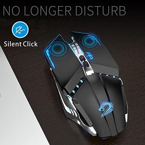TENMOS T12 Wireless Gaming Mouse, Silent Rechargeable Computer Mice-Black