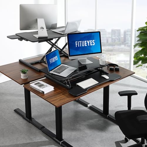 FITUEYES Height Adjustable Standing Desk 32” Wide Sit to Stand Converter