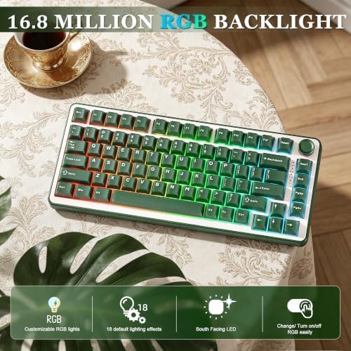 YUNZII B75 PRO 75% Wireless Mechanical Keyboard (Olive Green,CocoaV2)