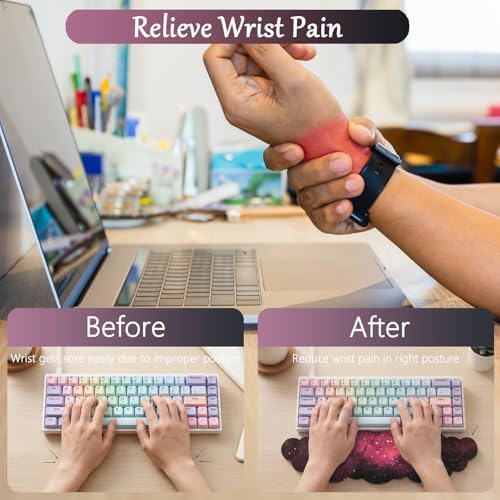 Cloud Mouse Pad Keyboard Wrist Rest for Mouse 4PCS Mini Small Stars Galaxy Desk Mat Pad Set Memory Foam Non-Slip Cute Ergonomic Gaming Mouse Wrist Support for Computer Home Office Pink Black