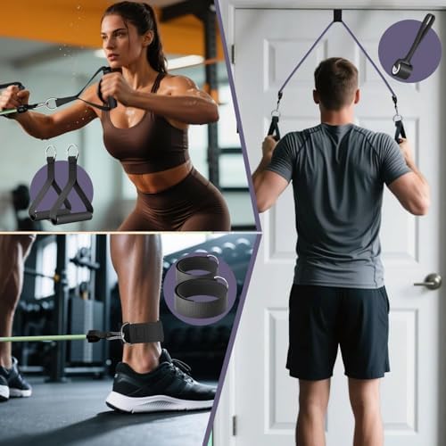 WHATAFIT Resistance Bands with Handles, 150 lb Exercise Bands Set