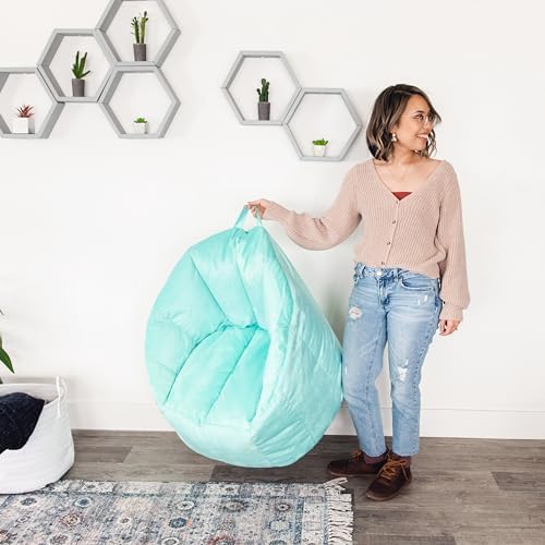 Big Joe Milano Bean Bag Chair for Kids, Teens, Adults, Mint Plush, Ultra-Soft Polyester, Lightweight Seat for Reading Nook and Gaming, 2.5 Foot Refillable