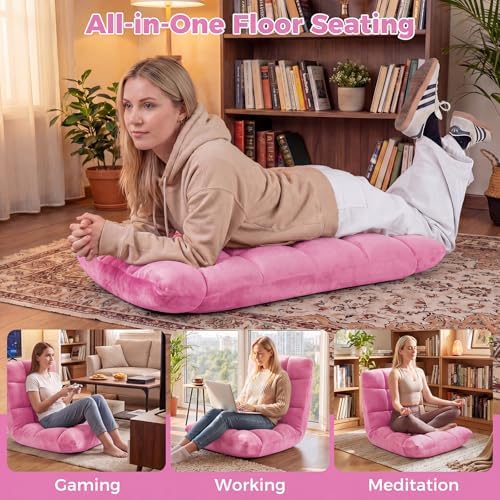 COSTWAY Floor Chair, 14 Positions Adjustable Floor Gaming Chair