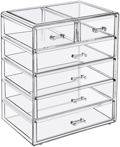 Sorbus 6-Drawer Makeup Organizer with Small & Wide Drawers (Clear)