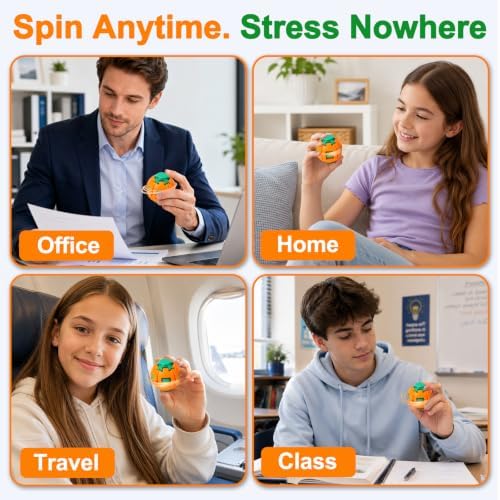 Press to Spin Fidget Spinner Helix Core Rotating Stress Ball, Sensory Fidget Toys for Adults Teens Boy Girl Gifts Anxiety Stress Relief Fidgets Office Desk Toy for Autism ADHD HelixCore Fidget Ball