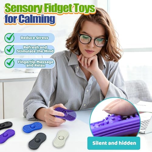 Teacher Must Have Sensory Fidget Toys for Adults 6 Pack Silicone Worry Stones for Autism ADHD Anxiety Calming Down Kids Quiet Silent Figette Stress Relief for Therapy Office Desk Figets Toys Set