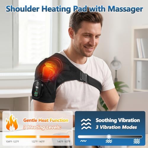 Shoulder Heating Pad & Massager, Shoulder Wrap Brace Massager with Heat