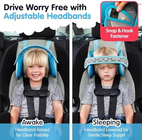 NapUp Car Seat Head Support for Toddler - Anti-Bobbing Head Holder - Teal