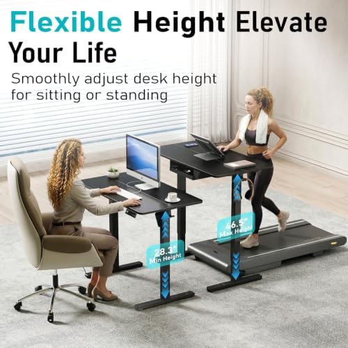 35" Electric Standing Desk, Small Sit Stand up Desk, Black