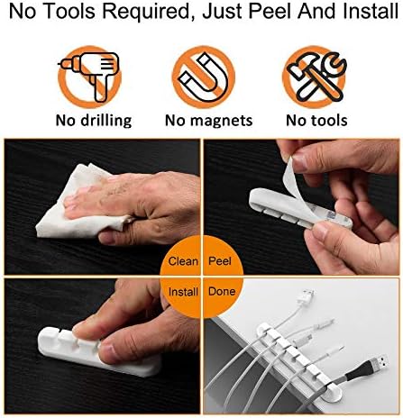 TviewSmart Cord Organizer for Desk, 5 Pack Cord Holders, Cable Clips, White