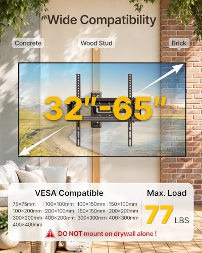 monTEK Outdoor Full Motion TV Wall Mount for 32-65 Inch TVs