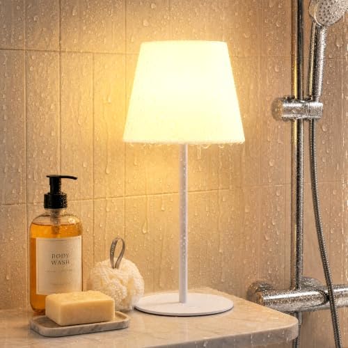 Shower Lamp Rechargeable Waterproof Lamp, Cordless Table Lamp for Bathroom