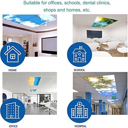 Fluorescent Light Cover Decorative Ceiling Light Filters,Tree Pattern,for Classroom Office Hospitals Home Ceiling Decorative,2ft x 4ft,Multicolor