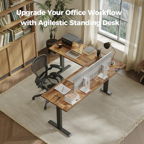Agilestic L Shaped Standing Desk Adjustable Height, 63 Inch, Rustic Brown