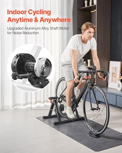 VEVOR Bike Trainer, 6 Level Resistance, 26-29 in & 700C Wheels, Foldable Magnetic Bicycle Stationary Stand for Indoor Exercise Riding with Quick Release Skewer & Front Wheel Riser Block for Road Bikes
