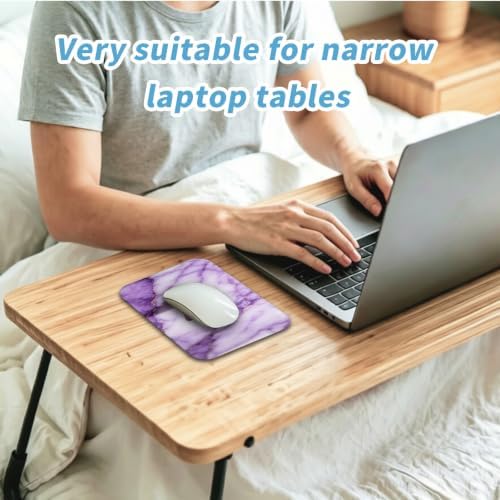 Small Mouse pad, with Edge-Sewn Design, extends Service Life by Twice, occupying the Optimal Size for the Mouse and Wrist Position. (Purple Marble)