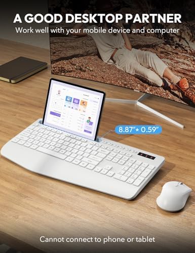 SABLUTE Wireless Keyboard and Mouse Combo, Full Size, Ergonomic Wrist Rest