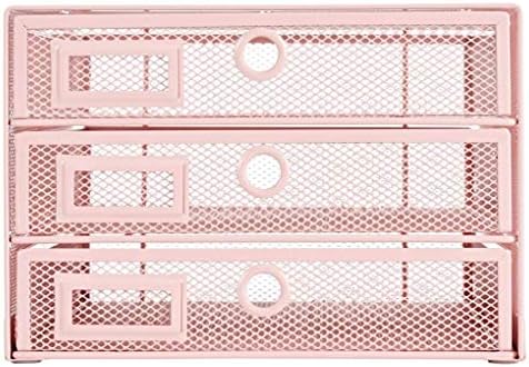Annova Desk Organizer Wire Mesh 3 Tier Sliding Drawers Paper Sorter/Multifunctional/Premium Solid Construction for Letters, Documents, Mail, Files, Paper, Kids' Art Supplies (Light Pink)