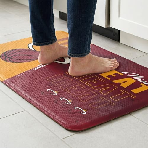 Northwest NBA Miami Heat Embossed Anti-Fatigue Mat, Cushioned Kitchen Floor Rug, Non-Slip PVC Standing Comfort, 18 x 30 in