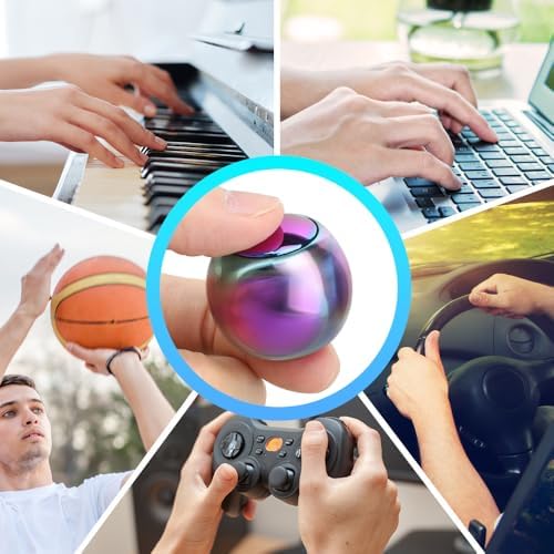 Dilabnba Fidget Spinners Stress Ball Kinetic Desk Toy for Kids Adults, Metal Handheld Gadget Finger Hand Spin Fingertip Gyro Goody Bag Fillers Gift, Rainbow