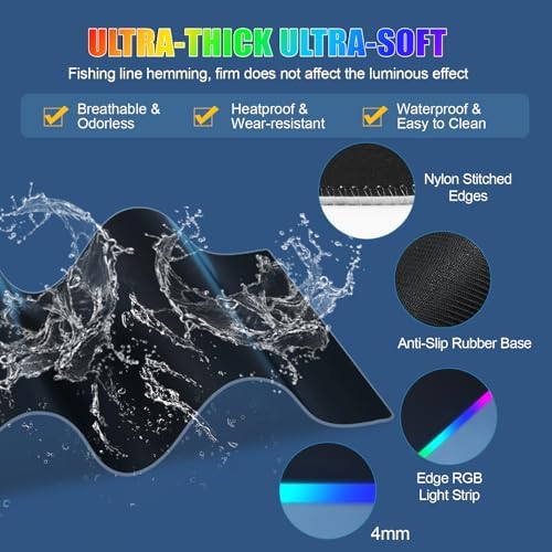 Mouse Pad with Foldable Phone Holder & Wireless Charger, XL RGB Gaming Mousepad 31.5"x11.8" Large Desk Mat for Keyboard, Home Desk Pad with Dual Qi Charging Station | 11 Colors & 5 Modes | Waterproof