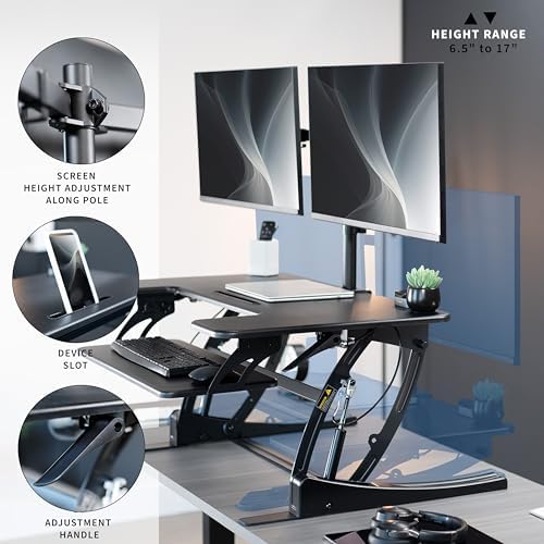 VIVO Black 36 inch Desk Riser with Monitor Mount, DESK-KIT-0V02