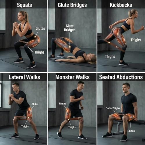 6-Pack Premium Natural Rubber Thickened Workout Resistance Bands Set for Home Gym & Physical Therapy, Anti-Snap Durable Exercise Bands for Full Body Strength Training, Legs, Glutes, Multi-Level