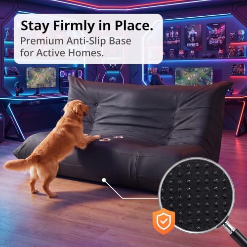 Homall Floor Gaming Chair Boneless Loveseat Couch, Ergonomic Floor Sofa Couch with Cup Holders, Leather Lazy Floor Lounger for Gaming, Reading, Relaxing, Watching TV (Black)