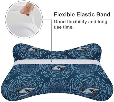 2 Piece Car Seat Neck Pillow Shark Print Memory Foam Cervical Support Cushion for Pain Relief Travel Office