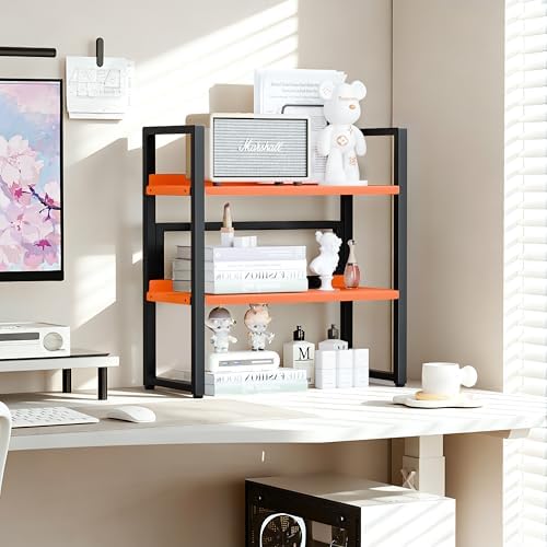 Brakki Desk Shelf Organizer, 2-Tier Desktop Bookshelf, Small Office Shelf