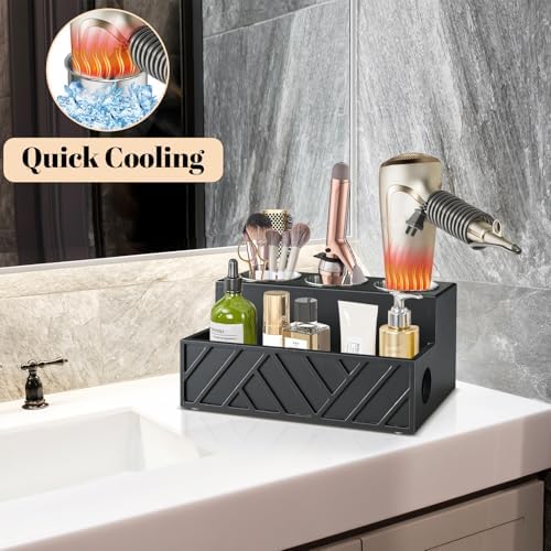 Hair Tool Organizer Wall Mounted, Hair Dryer Holder, Bathroom Countertop Organizer for Bathroom Accessories, Blow Dryer Organizer for Curling Iron, Hair Styling Tools, Vanity Organizer for Makeup