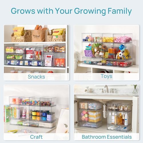 Vtopmart Clear Stackable Storage Drawers Set of 8, Plastic Organizer Bins