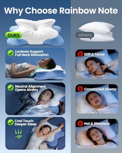 Cervical Pillow for Neck Pain Relief, 4-Height Adjustable Oeko-TEX Memory Foam Contour Pillow for Sleeping, Ergonomic Orthopedic Cooling Neck Pillow for Side Back Stomach Sleepers, Arm Support