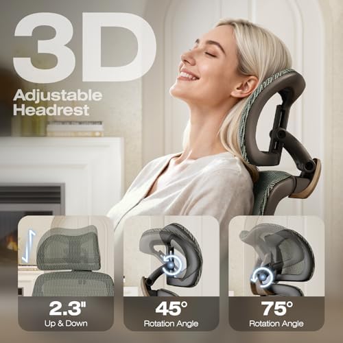 ELABEST X100 Ergonomic Mesh Office Chair with Footrest, Big and Tall Home Desk Chair with 5D Flip-Up Arms, Adjustable 3D Lumbar Support, Gaming & Executive Computer Chair